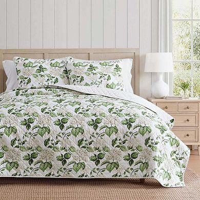 Martha Stewart Hydrangea Floral Quilt Set