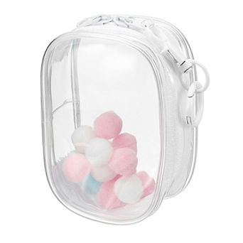 Clear Figure Display Bag Mini Pouch Coin Pouch with Keychain and Pom Poms for Blind Box Doll Display