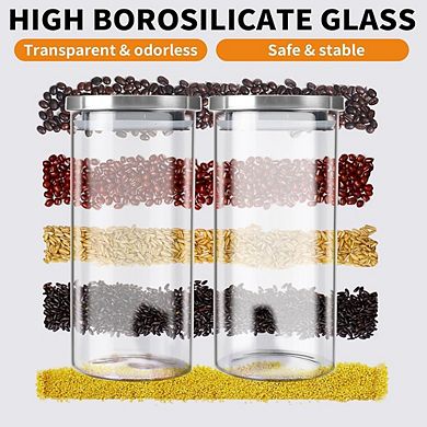 Glass Coffee Canister Set with Scoop and Shelf, Airtight Storage Jars
