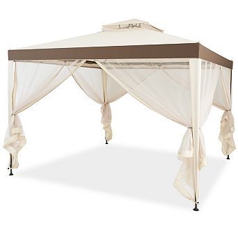 Costway 2 tier 10’x 10’ Canopy Gazebo Tent Outdoor Netting Picnic Party Sun Shade