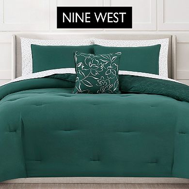 Nine West Abstract Floral 8-Piece Comforter Set with Coordinating Throw Pillow