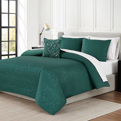 Nine West Abstract Floral 8-Piece Comforter Set with Coordinating Throw Pillow