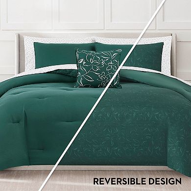 Nine West Abstract Floral 8-Piece Comforter Set with Coordinating Throw Pillow