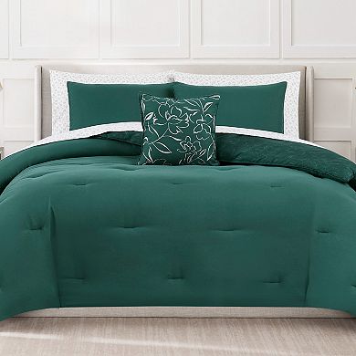 Nine West Abstract Floral 8-Piece Comforter Set with Coordinating Throw Pillow