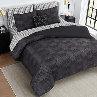 Nine West Oslo Stripe 8 pc Comforter Set with Coordinating Throw Pillow