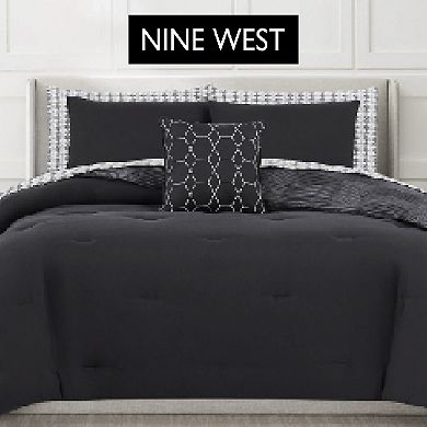 Nine West Oslo Stripe 8-Piece Comforter Set with Coordinating Throw Pillow