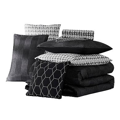 Nine West Oslo Stripe 8-Piece Comforter Set with Coordinating Throw Pillow