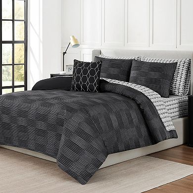 Nine West Oslo Stripe 8-Piece Comforter Set with Coordinating Throw Pillow