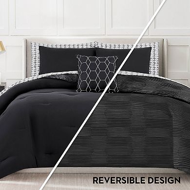 Nine West Oslo Stripe 8-Piece Comforter Set with Coordinating Throw Pillow