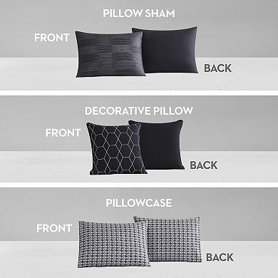 Nine West Oslo Stripe 8-Piece Comforter Set with Coordinating Throw Pillow