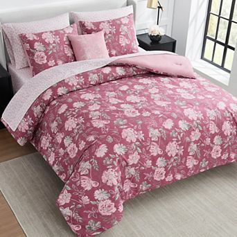Nine West Shilo Floral 8 pc Comforter Set with Coordinating Throw Pillow