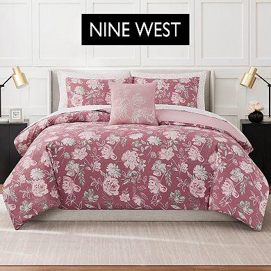 Nine West Shilo Floral 8-Piece Comforter Set with Coordinating Throw Pillow