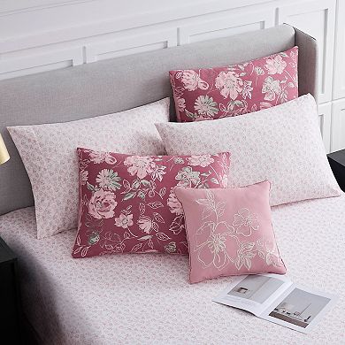 Nine West Shilo Floral 8-Piece Comforter Set with Coordinating Throw Pillow