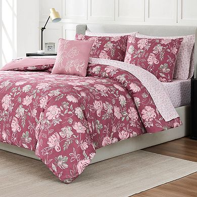 Nine West Shilo Floral 8-Piece Comforter Set with Coordinating Throw Pillow