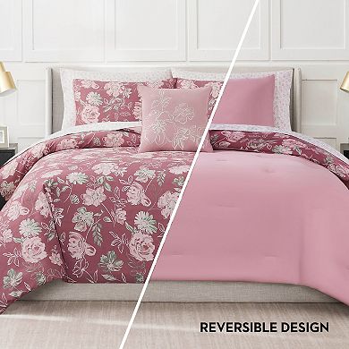 Nine West Shilo Floral 8-Piece Comforter Set with Coordinating Throw Pillow