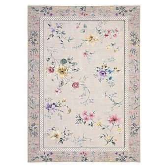 Low Pile Bordered Stain Resistant Modern Non Slip Home Decor Thin Area Rug for Laundry Living Room
