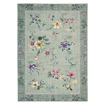 Low Pile Bordered Stain Resistant Modern Non Slip Home Decor Thin Area Rug for Laundry Living Room
