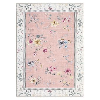 Low Pile Bordered Stain Resistant Modern Non Slip Home Decor Thin Area Rug for Laundry Living Room