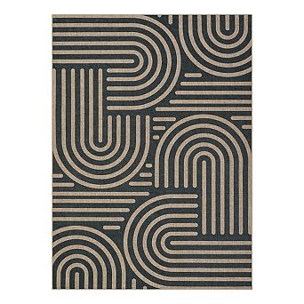 Low Pile Bordered Geometry Stain Resistant Printed Folded Indoor Area Rug for Laundry Living Room