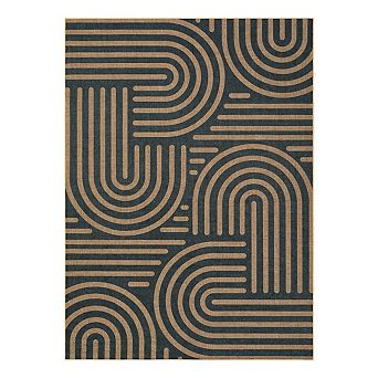 Low Pile Bordered Geometry Stain Resistant Printed Folded Indoor Area Rug for Laundry Living Room