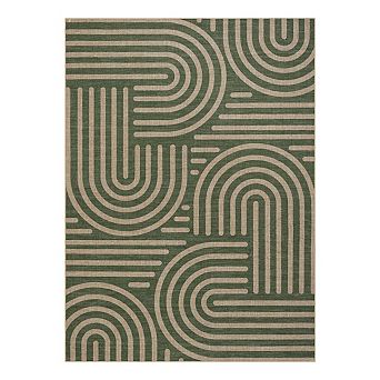 Low Pile Bordered Geometry Stain Resistant Printed Folded Indoor Area Rug for Laundry Living Room