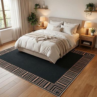 Fashionwu Printed Low Pile Home Decor Easy to Clean Folded Bordered Thin Area Rug for Bedroom