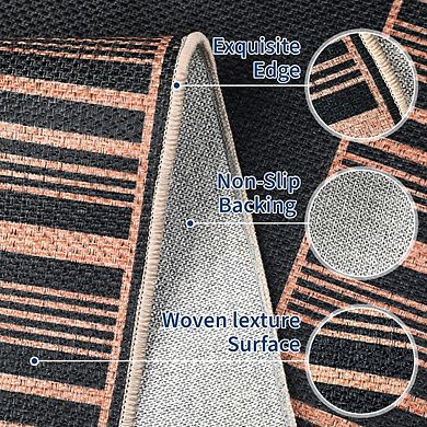 Fashionwu Printed Low Pile Home Decor Easy to Clean Folded Bordered Thin Area Rug for Bedroom