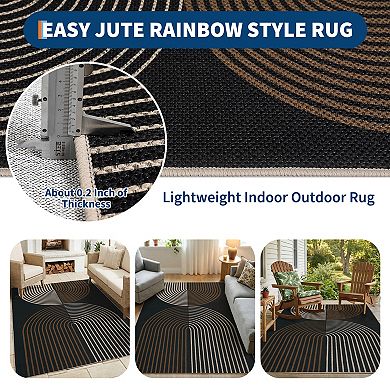 Fashionwu Geometry Kitchen Non Shedding Bordered Line Easy to Clean Washable Folded Indoor Area Rug
