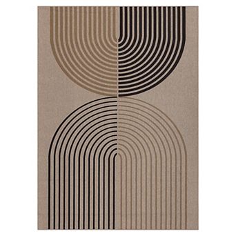 Fashionwu Geometry Kitchen Non Shedding Bordered Line Easy to Clean Washable Folded Indoor Area Rug
