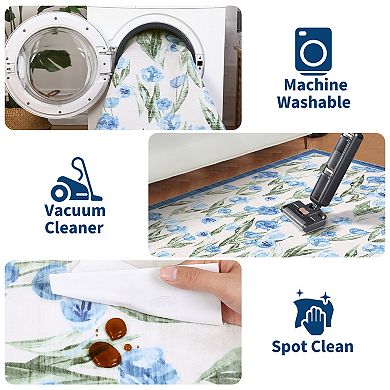 Fashionwu Home Decor Non Shedding Washable Thin Non Shedding Kitchen Easy to Clean Modern Area Rug