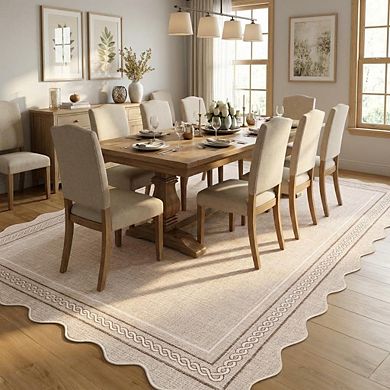Fashionwu Modern Simple Bordered Indoor Folded Wave Edge Thin Non Shedding Kitchen Indoor Area Rug