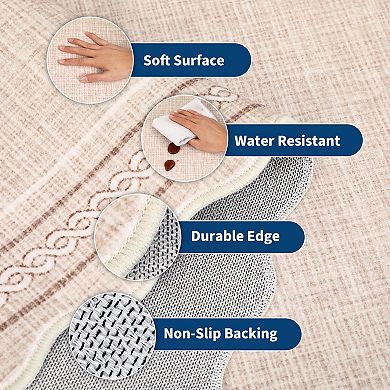 Fashionwu Modern Simple Bordered Indoor Folded Wave Edge Thin Non Shedding Kitchen Indoor Area Rug