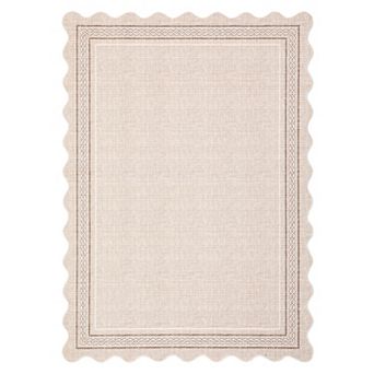Fashionwu Modern Simple Bordered Indoor Folded Wave Edge Thin Non Shedding Kitchen Indoor Area Rug