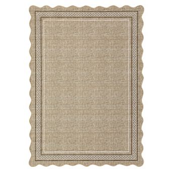 Fashionwu Modern Simple Bordered Indoor Folded Wave Edge Thin Non Shedding Kitchen Indoor Area Rug
