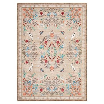 Fashionwu Modern Flower Home Decor Non Shedding Animal Printed Washable Bordered Folded Area Rug