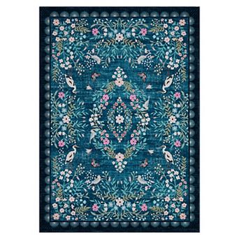 Fashionwu Modern Flower Home Decor Non Shedding Animal Printed Washable Bordered Folded Area Rug