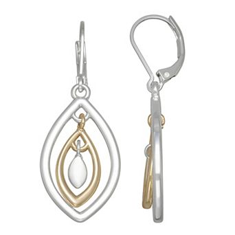Napier Two Tone Orbital Drop Leverback Earrings