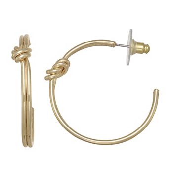 Napier Gold Tone Knotted C Hoop Earrings