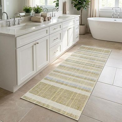 Fashionwu Grid Printed Washable Bordered Folded Line Non Shedding Non Slip Stain Resistant Area Rug