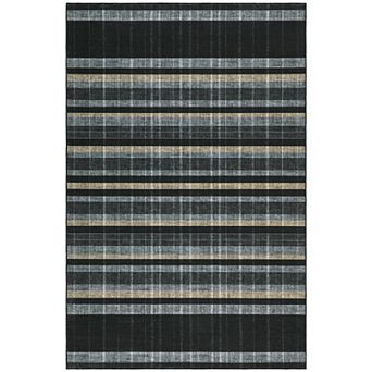 Fashionwu Grid Printed Washable Bordered Folded Line Non Shedding Non Slip Stain Resistant Area Rug