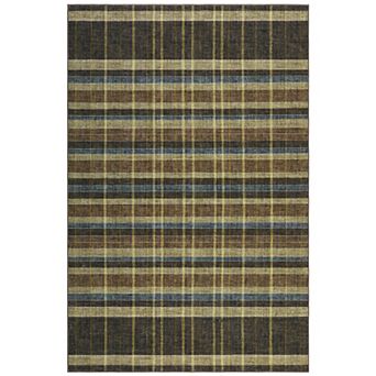 Fashionwu Grid Printed Washable Bordered Folded Line Non Shedding Non Slip Stain Resistant Area Rug