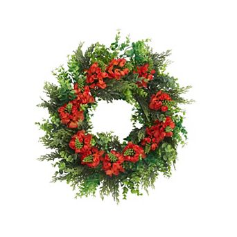 20 Inch Artificial Dragon Beard Flower Wreath, Greenery Wreath for Front Door,Porch,Wall Home Decor