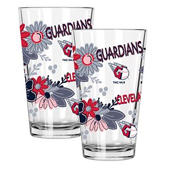 MLB Cleveland Guardians 2-Pack 16-oz. Flowers Pint Glass Set