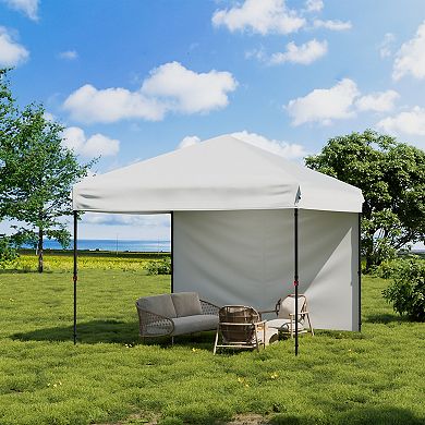 10x10 Pop-Up Canopy with Removable 3 Sidewalls - Easy Up Camping Tent with One Button Push Setup