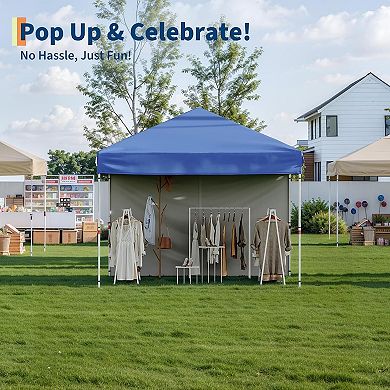 10'x10' Pop-Up Canopy,Waterproof & UV-Resistant Outdoor Canopy with Center Lock and 4 Sidewalls