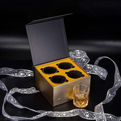 Old Fashioned Whiskey Glasses Set of 4, 10 oz Rocks Glasses with Luxury Box