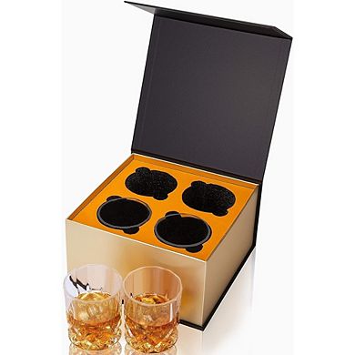 Old Fashioned Whiskey Glasses Set of 4, 10 oz Rocks Glasses with Luxury Box