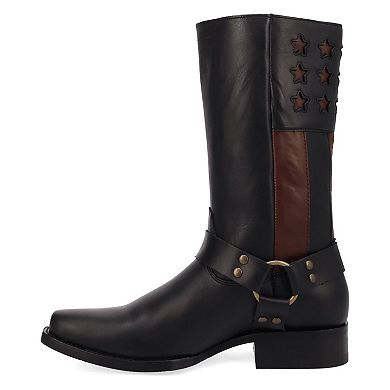 Dingo Patriot Men's Leather Knee-High Boots With Star Detail