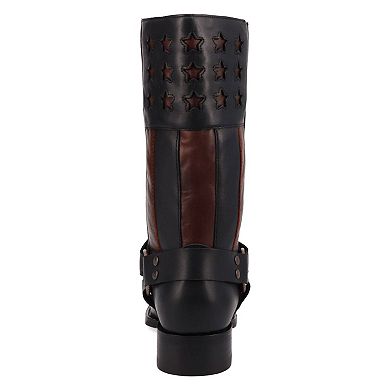 Dingo Patriot Men's Leather Knee-High Boots With Star Detail