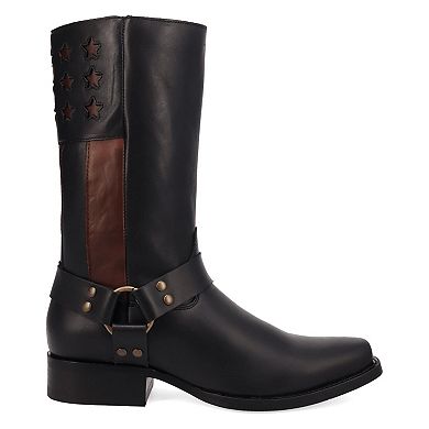 Dingo Patriot Men's Leather Knee-High Boots With Star Detail